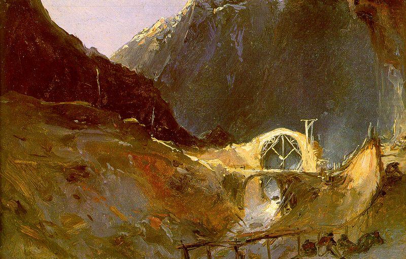 Charles Blechen The Building of the Devil's Bridge china oil painting image